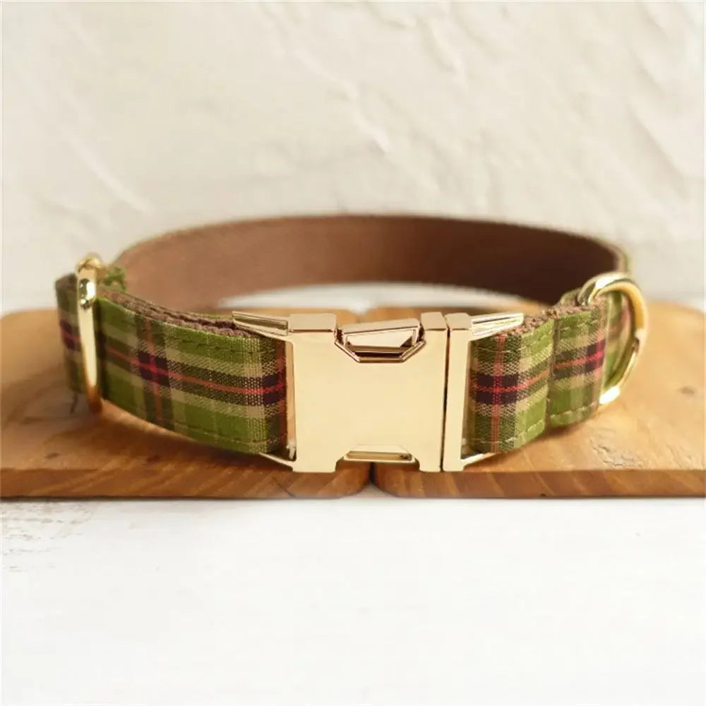 Plaid Personalised Dog Collar with Custom Name Tag | Dear Tammy
