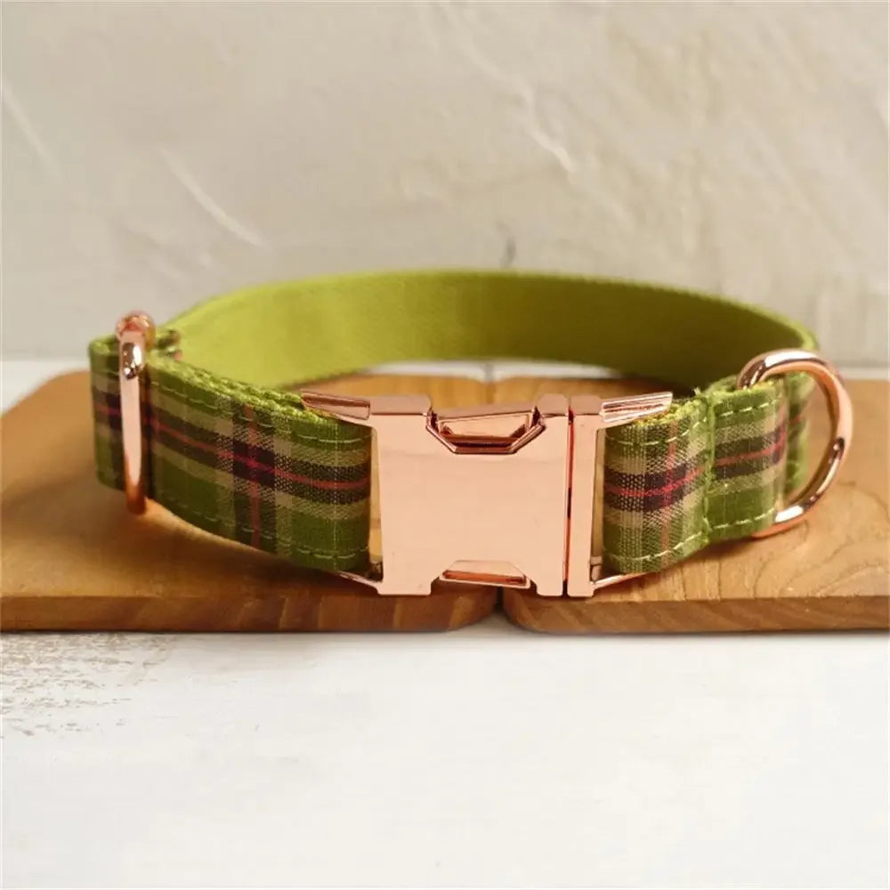 Plaid Personalised Dog Collar with Custom Name Tag | Dear Tammy