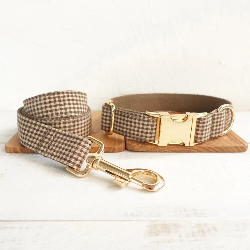 Gingham Personalised Dog Collar with Custom Name Tag | Dear Tammy™