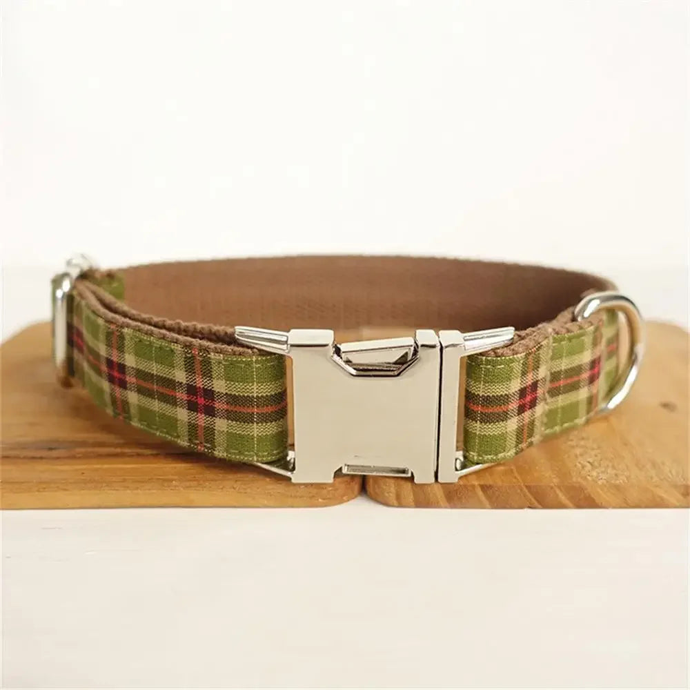 Plaid Personalised Dog Collar with Custom Name Tag | Dear Tammy